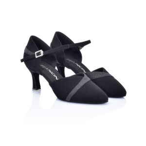 Scarpa punta chiusa Nabuk e Glitter nero