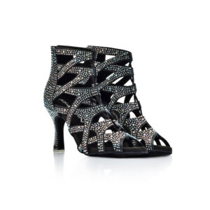 Stivaletto Raso Nero con Strass Aurora